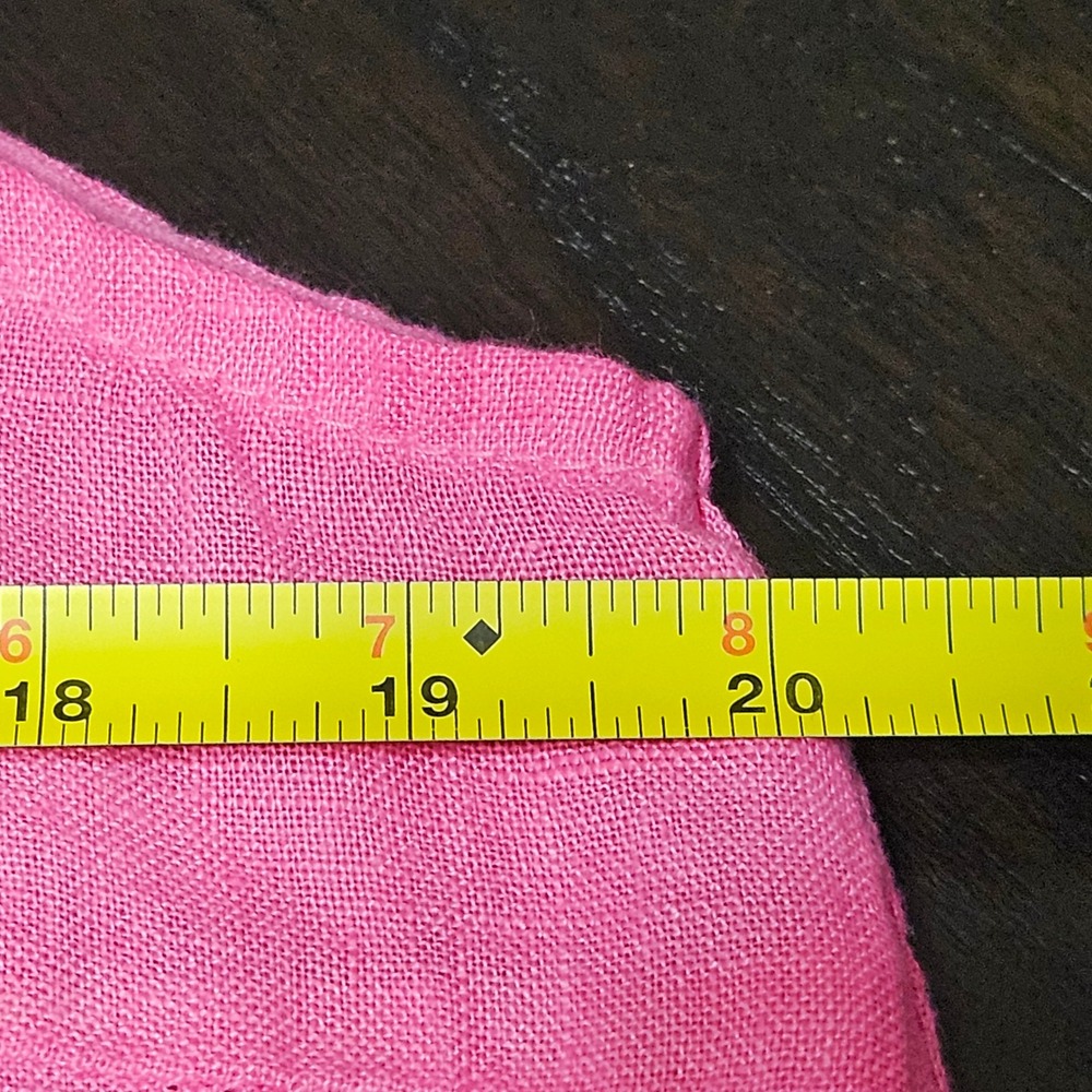 Charlie B 100% Linen Tank Top M Pink Frayed Hem Square Neck‎ Summer Coastal Boho - Picture 8 of 11